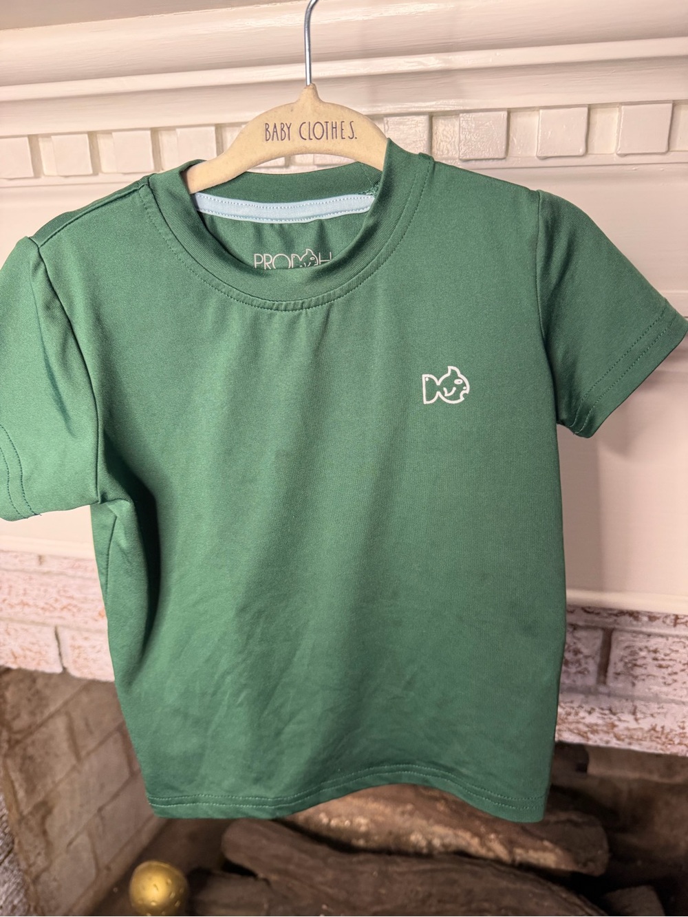Prodoh Kids' Green Performance Short-Sleeve Tee with White Fish Logo